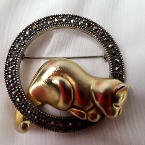 Judith Jack Vintage Cat Marcasite Brooch